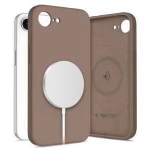 Tech-Protect Silikonas MagSafe Dėklas, skirtas iPhone 16e / 17e - ruda -- iPhone 16e / iPhone 17e