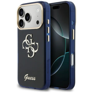 Guess IML 4G Script Metalinis dėklas, skirtas iPhone 17 Pro Max - blue