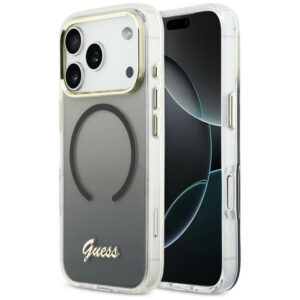 Guess IML Gradient Script Metal MagSafe Dėklas, skirtas iPhone 17 Pro Max - Black