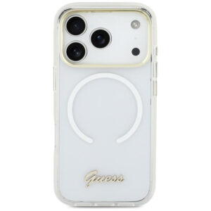Guess IML Gradient Script Metal MagSafe Dėklas, skirtas iPhone Air - White