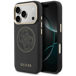 Guess Perforuotas 4G MagSafe dėklas, skirtas iPhone 17 Pro Max - black