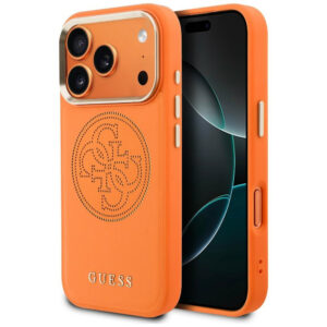 Guess Perforuotas 4G MagSafe dėklas, skirtas iPhone 17 Pro - orange