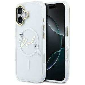 Karl Lagerfeld IML Choupettes Karl Script logotipas MagSafe iPhone 17 Dėklas – skaidrus