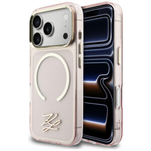 Karl Lagerfeld IML KL scenarijaus logotipas MagSafe Dėklas, skirtas iPhone 17 Pro Max – rožinis