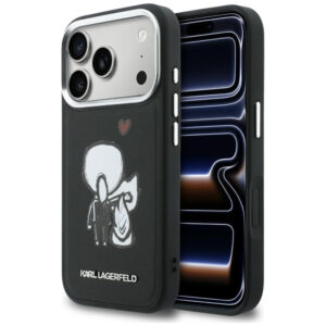Karl Lagerfeld "Karl & Choupette" nugaros logotipas MagSafe Dėklas, skirtas iPhone 17 Pro Max - juodas