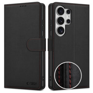 Tech-Protect Piniginės dėklas, skirtas Samsung Galaxy S26 Ultra – juoda ir raudona -- Samsung Galaxy S26 Ultra