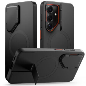 Tech-Protect Kevlar Aura MagSafe Dėklas, skirtas Samsung Galaxy S26 - Black and Orange -- Samsung Galaxy S26