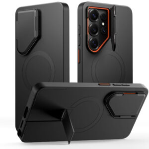 Tech-Protect Kevlar Aura MagSafe Dėklas, skirtas Samsung Galaxy S26 Ultra - Black and Orange -- Samsung Galaxy S26 Ultra