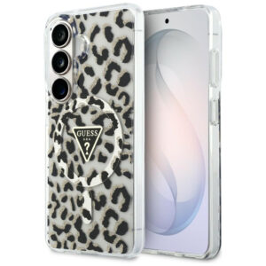 Guess IML Leopard Print Triangle MagSafe Dėklas, skirtas Samsung Galaxy S26 - Black