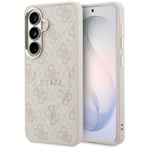 Guess 4G Embossed Ring MagSafe dėklas Samsung Galaxy S26 - rožinis -- Samsung Galaxy S26