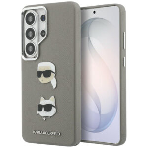Karl Lagerfeld Saffiano Double Heads Metal dėklas skirtas Samsung Galaxy S26 Ultra - sidabrinė