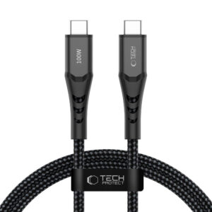 Tech-Protect Ultraboost UB11T USB-C / USB-C PD 100W / QC3.0 Kabelis 100 cm - Juodas -- Cell phone cables