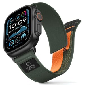 Tech-Protect Nylon Elite dirželis Apple Watch 44/45/46/49 mm - Žalias/Oranžinis -- Apple Watch 44/45/46/49mm