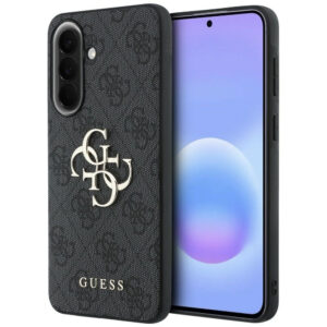 Guess Leather 4G Metal Logo dėklas Samsung Galaxy A37 5G - juodas -- Samsung Galaxy A37 5G