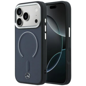 Mercedes Leather 3D MagSafe dėklas iPhone 17 Pro Max - tamsiai mėlynas -- iPhone 17 Pro Max