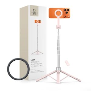 Tech-Protect L10S Bluetooth asmenukių lazda - rožinė-pilka -- Selfie Sticks & Tripods