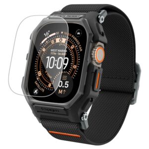 Spigen Lite Fit Pro dirželis + grūdintas stiklas ekranui, skirtas Apple Watch Ultra 49 mm – juodas -- Apple Watch Ultra 49mm