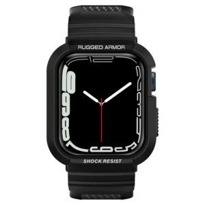 Spigen Rugged Armor Pro dėklas su dirželiu Apple Watch 44/45 mm – juodas
