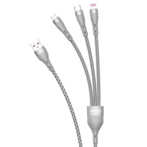 Dudao 3in1 USB laidas - Lightning / microUSB / USB Type C 65W 1,2 m pilkas (L20X) -- Cell phone cables