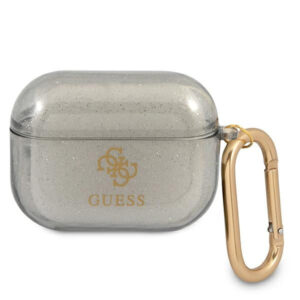 Guess dėklas AirPods Pro – juodas, Glitter