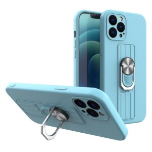 Silikoninis dėklas su žiedu iPhone 13 Pro – šviesiai mėlynas