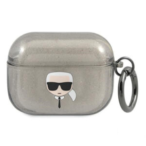 Karl Lagerfeld blizgantis dėklas AirPods Pro – juodas