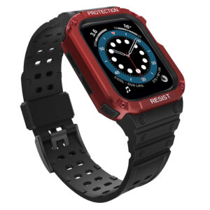 Apsauginis dirželis Protect Strap Band laikrodžiui Apple Watch 38/40/41mm su šarvuotu dėklu - juodas, raudonas -- Apple Watch