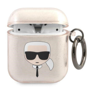 Karl Lagerfeld blizgus dėklas AirPods 1/2 – auksinis