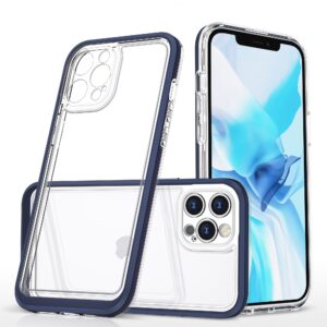 Skaidrus dėklas iPhone 12 Pro Max – mėlynas rėmelis -- iPhone 12 Pro Max