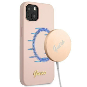 Guess MagSafe silikoninis dėklas iPhone 13 – rožinis