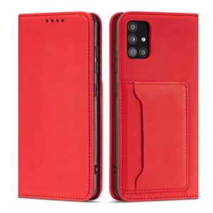 Magnet Card Case dėklas Samsung Galaxy A13 5G – raudonas -- Samsung Galaxy A13