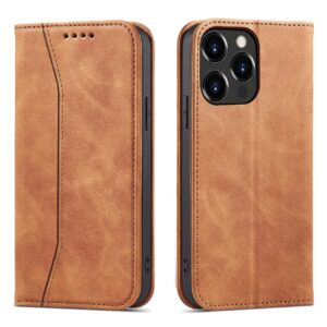Magnet Fancy Case dėklas iPhone 13 Pro Max – rudas