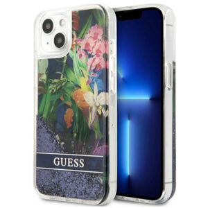 Guess dėklas iPhone 13 mini – mėlynas, blizgučiai