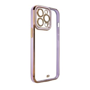 Fashion Case dėklas Samsung Galaxy A12 5G – violetinis (auksinis rėmelis) -- Samsung Galaxy A12