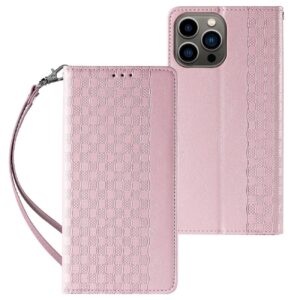 Piniginis dėklas iPhone 14 Pro – rožinis (su dirželiu)
