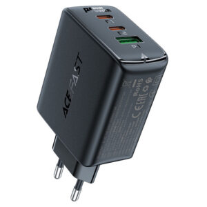 Acefast Greitas GaN įkroviklis (2xUSB-C / USB-A) PPS / PD / QC4+ 65W, juodas (A41)