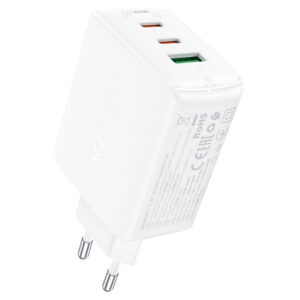 Acefast Greitas GaN įkroviklis (2x USB-C / USB-A) PPS / PD / QC4+ 65W, baltas (A41)