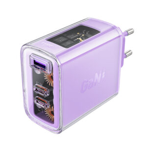 Acefast GaN įkroviklis 65W, 3 jungčių (1xUSB, 2xUSB C), violetinis (A45)