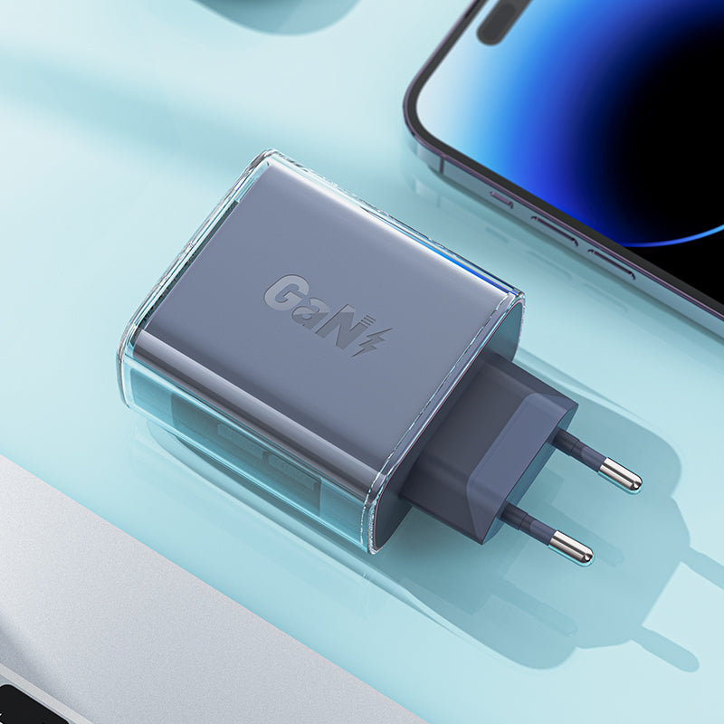 Acefast GaN įkroviklis 65W, 3 jungčių (1xUSB, 2xUSB C), pilkas (A45)