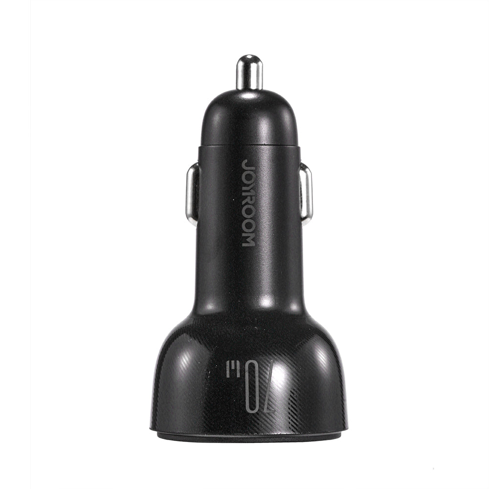 Joyroom Automobilinis įkroviklis 70W su 3 jungtimis: USB, 2 x USB C, juodas (JR-CL26)