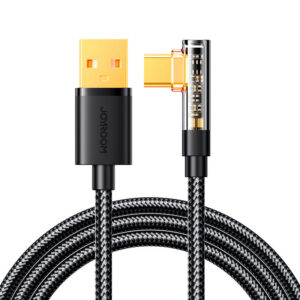 Joyroom Gaming Cable S-UC027A6 Laidas USB-C (kampinis) / USB-A (tiesus) 3A 1.2 m - juodas