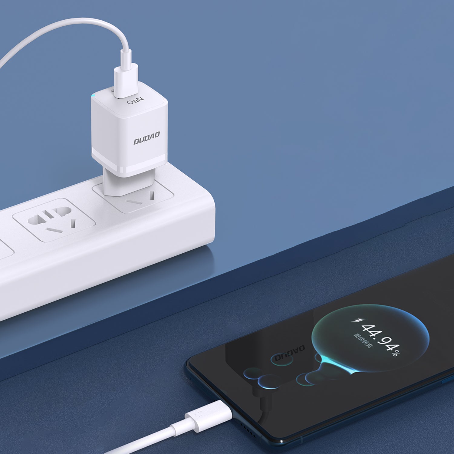 Dudao A13Pro GaN 33W PPS sieninis įkroviklis USB-C/USB, baltas