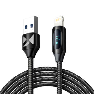 Wozinsky laidas USB-A - Lightning WUALC2 su LED ekranu 2.4A 2m juodas