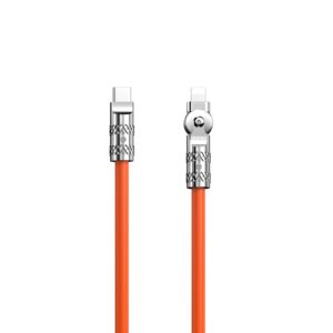 Dudao laidas USB-C - Lightning L24CL kampinis su 180° pasukimu 30W 1m oranžinis