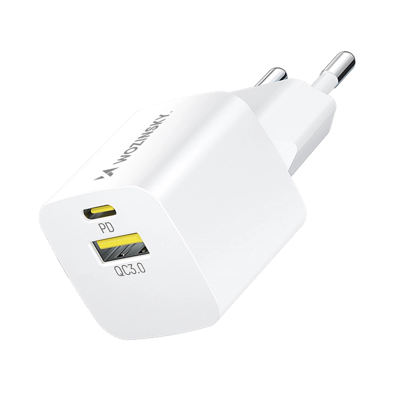 Wozinsky WWCEAC GaN USB-A USB-C 33W sieninis įkroviklis, baltas