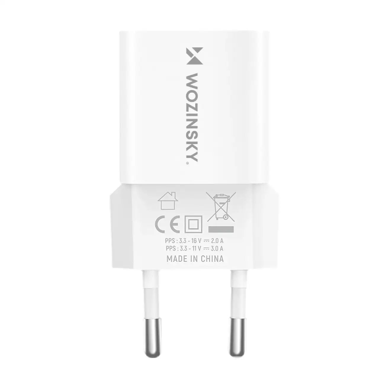 Wozinsky WWCEAC GaN USB-A USB-C 33W sieninis įkroviklis, baltas
