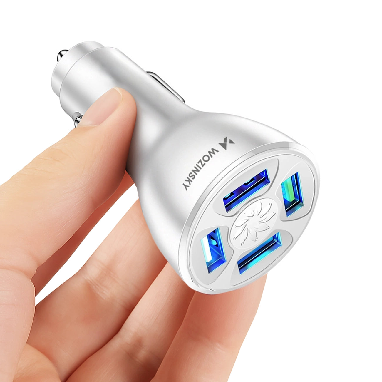 Wozinsky WCCAW 50W 4x USB-A QC automobilinis įkroviklis, baltas