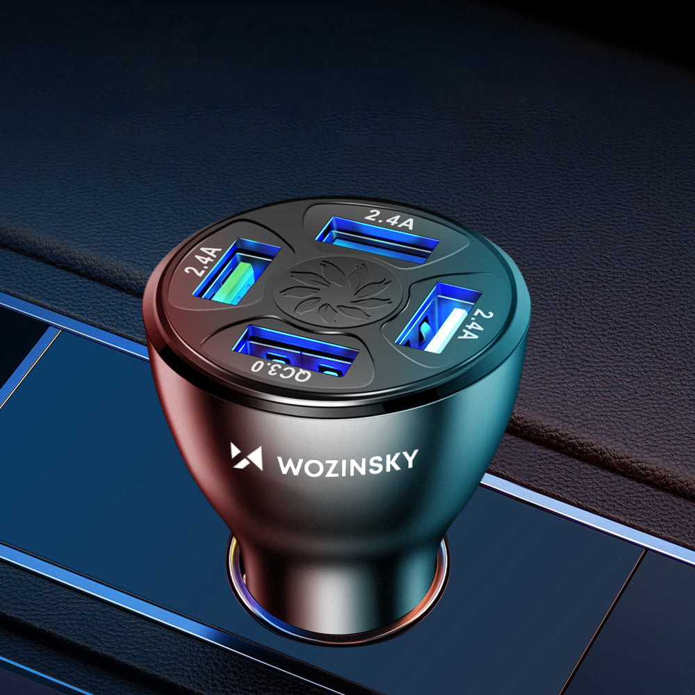 Wozinsky WCCAW 50W 4x USB-A QC automobilinis įkroviklis, baltas