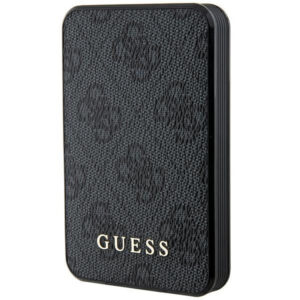 Guess išorinė baterija 15W GUPB5LP4GEGK 5000mAh juoda/juoda 4G Leather Metal Logo