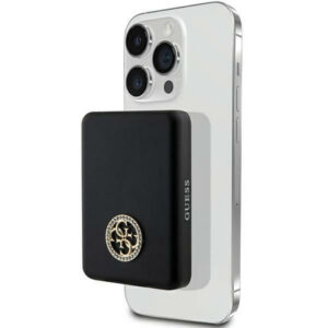 Guess MagSafe 4G Strassed Metal Logo indukcinė išorinė baterija 5W 3000mAh - juodas